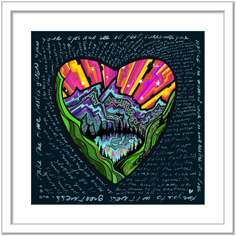 Mountain Heart love words / Print / Classic Semi-Glossy Paper Metal Framed Poster