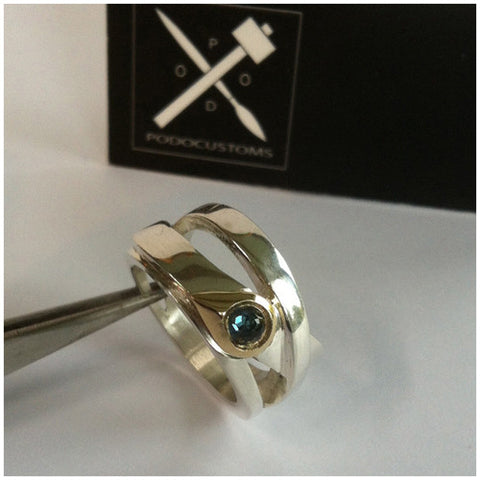 Triple laced silver gold tear drop / SOLD